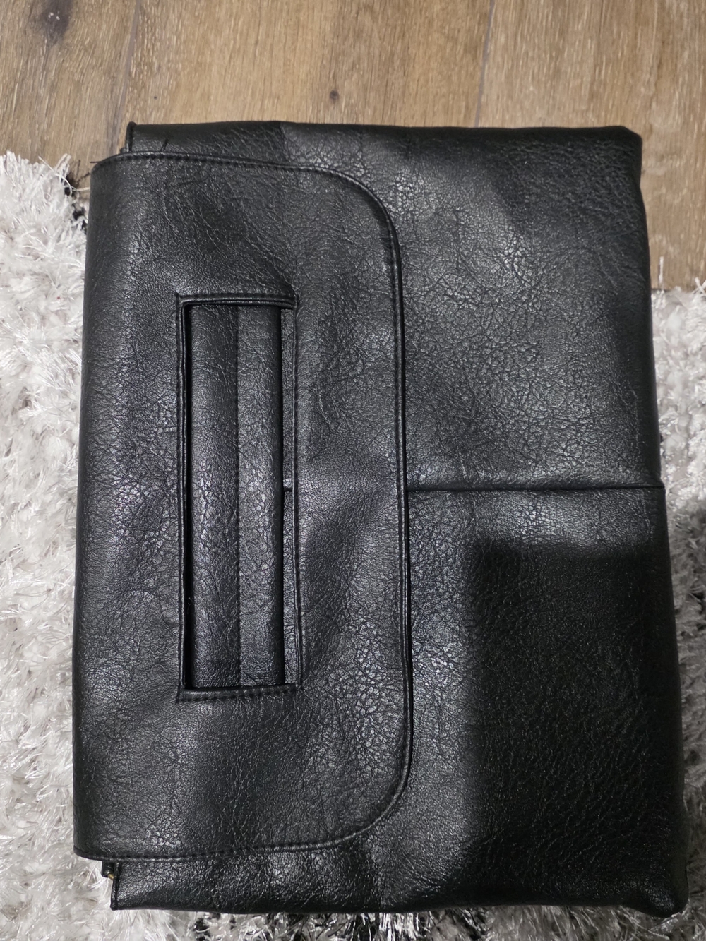 Black Fold-Over Wristlet Clutch with Top Handle Slot